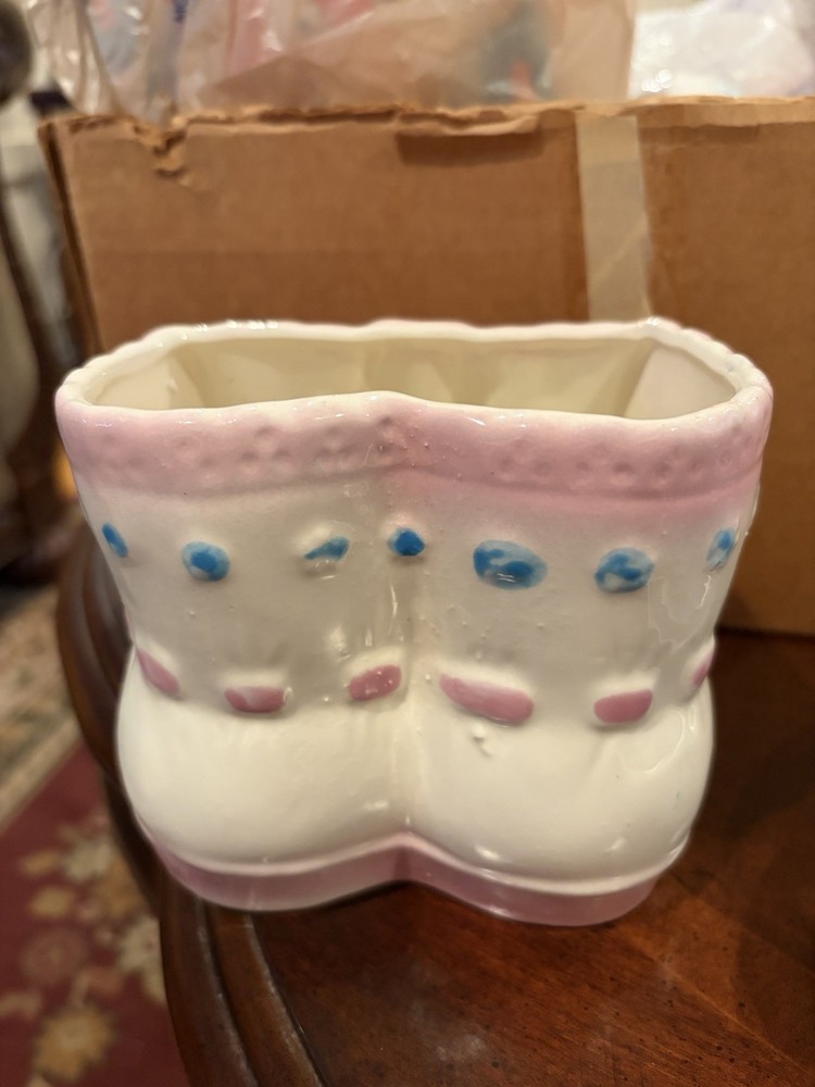 Vintage 4” Pink Booties Planter