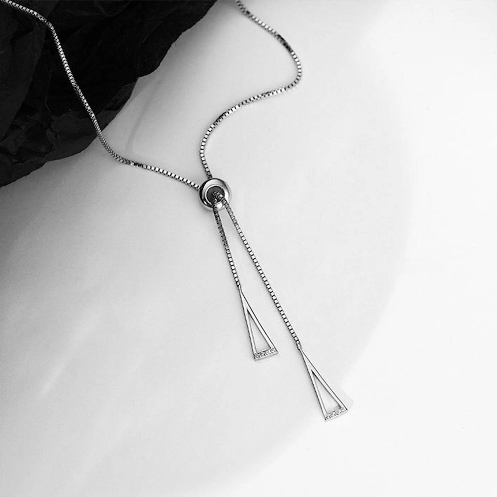 Sterling silver Geometric triangle pendant necklace