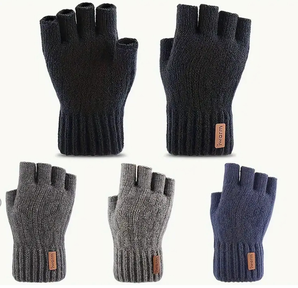 Alpaca Knitted Warm Fingerless Gloves