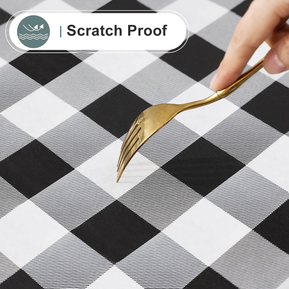 misaya Rectangle Waterproof Vinyl 84 x 60 (Rectangular), Black and White