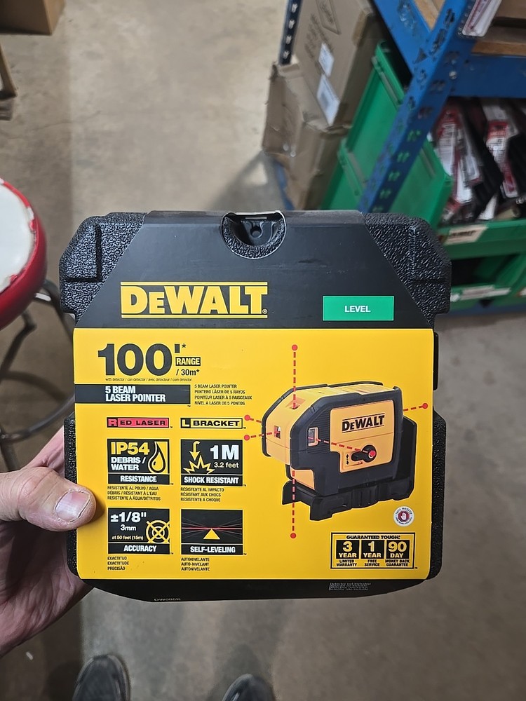 Dewalt DW085K 5-Beam Self Leveling Laser Pointer with 1/4"@100' Accuracy NEW!!!