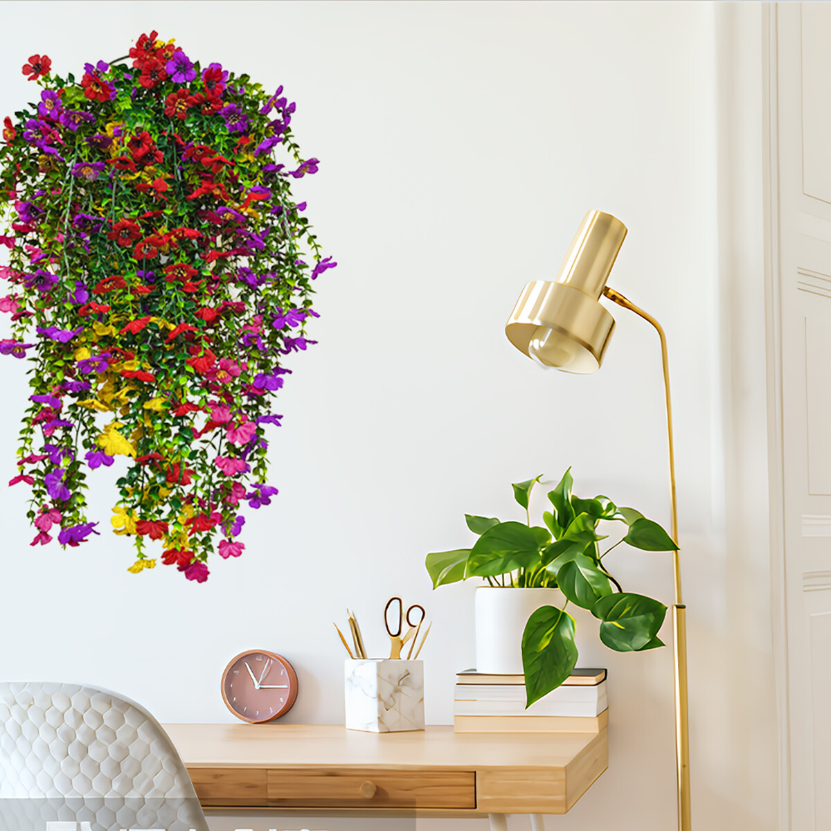 4PCS Artificial Violet Vines UV Resistant Hanging Flowers Plant In/Outdoor Decor