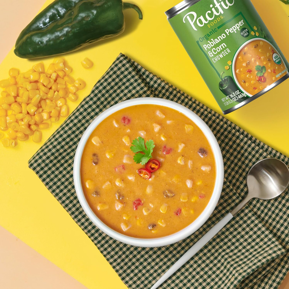 , Soup Poblano Corn Chowder Organic, 16.3 Ounce