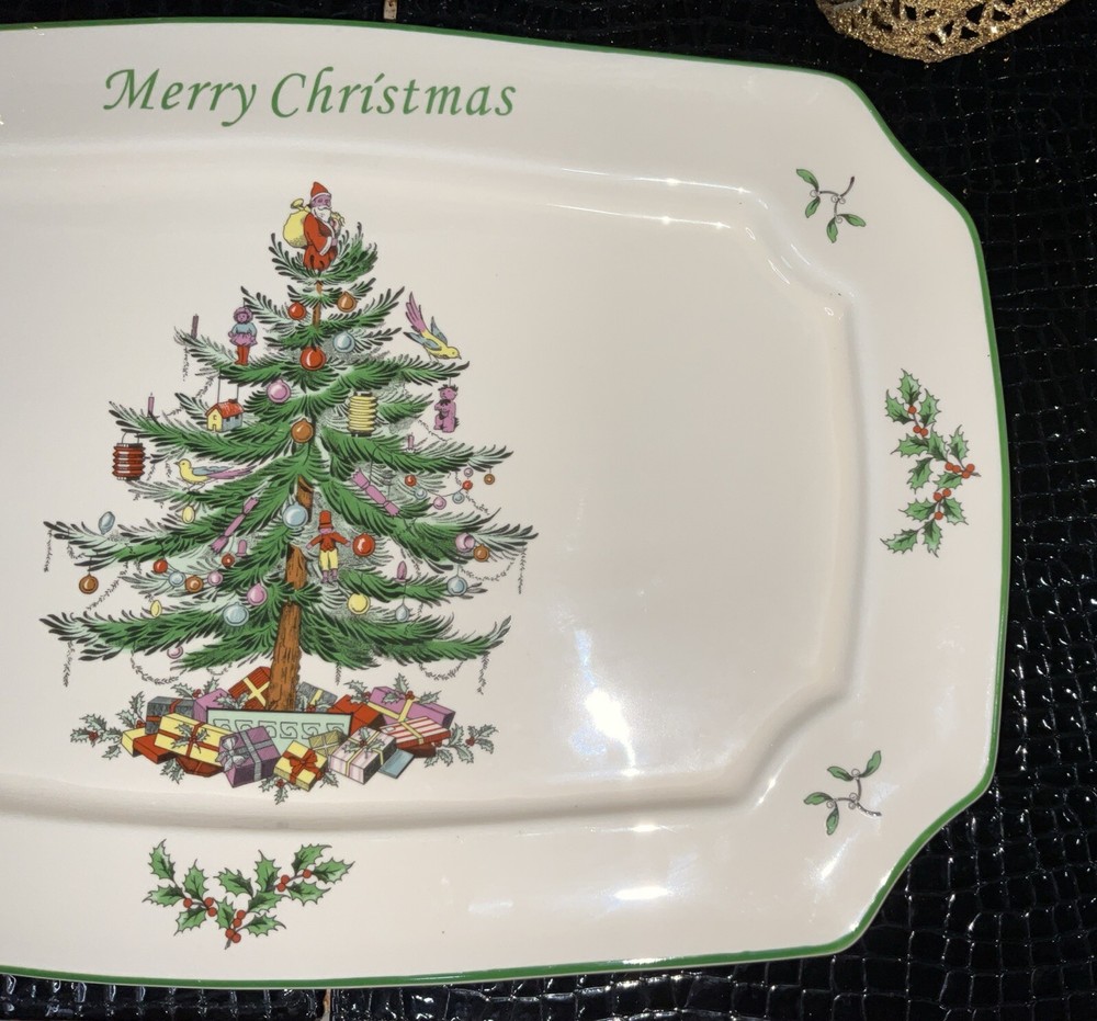 Spode Christmas Tree 15" Rectangular Serving Tray/Platter Excellent Cond NO BOX