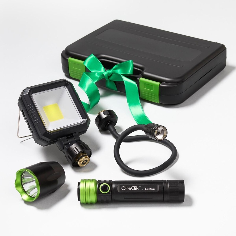 OneClik Interchangeable Rechargeable Flashlight Kit with Storage Case