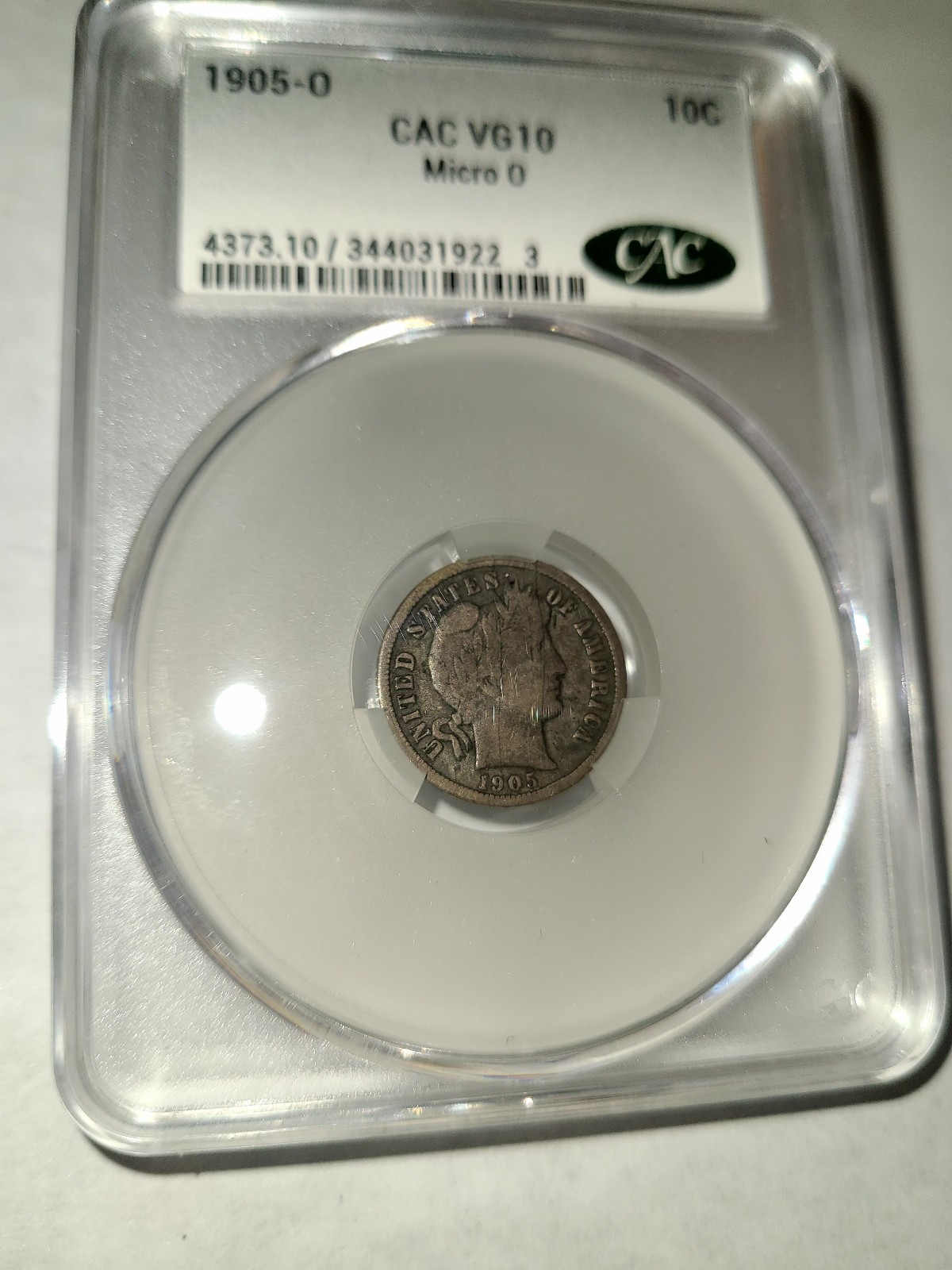 1905 o Micro o Barber Dime Graded VG-10 by CACG - Nice!!