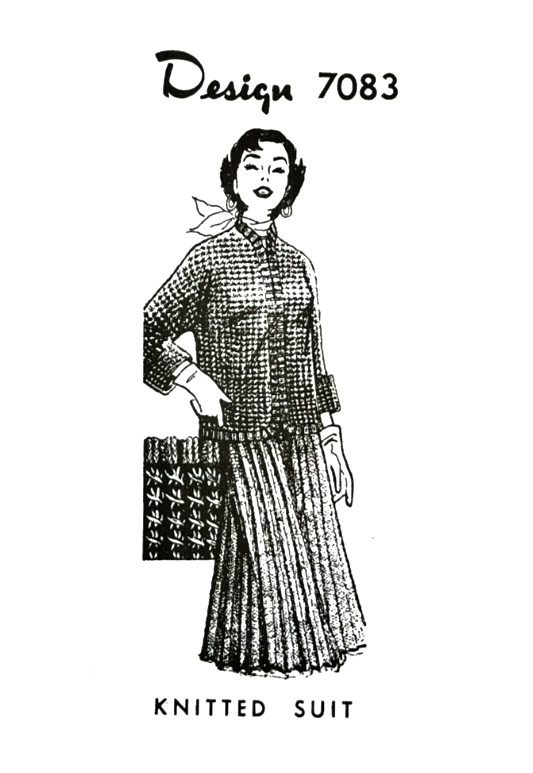Knitted Suit Pattern 7083 Size 32-38 (Reprint)