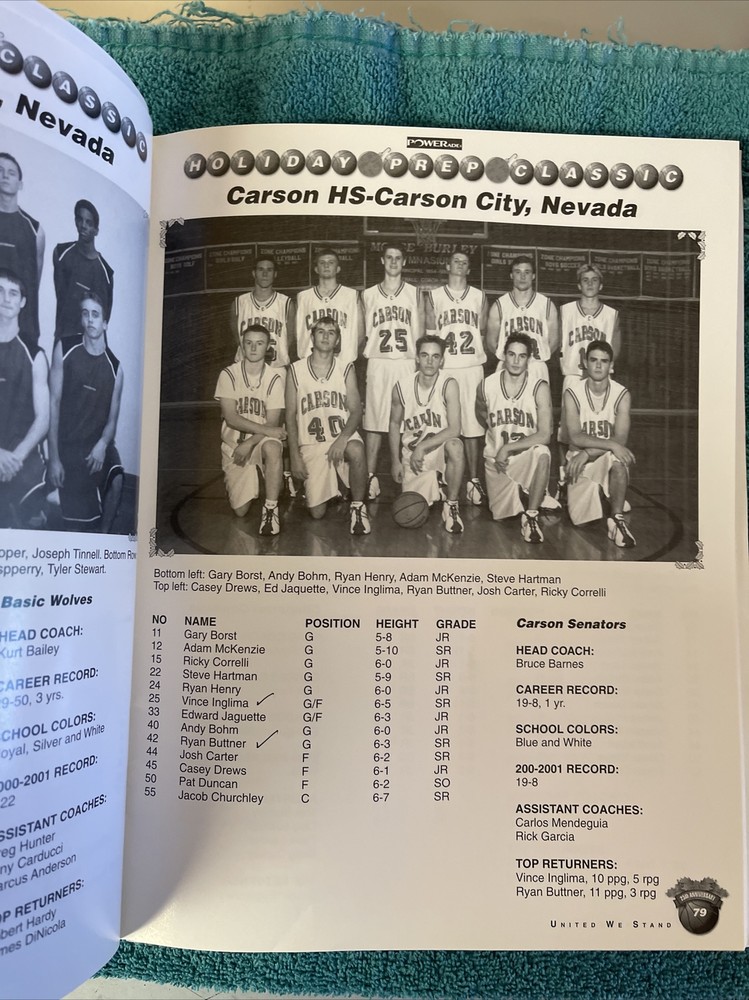 2001 Holiday Prep Classic Las Vegas program