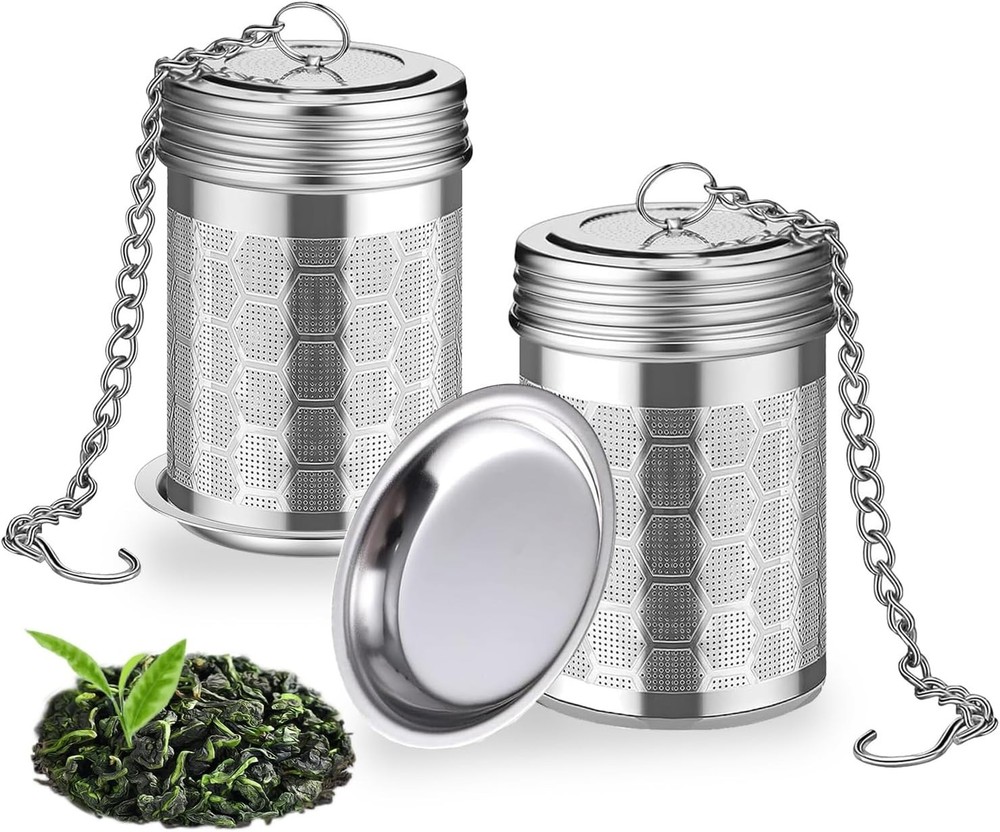 2 Pack Tea Infuser for Loose Tea Extra Fine Mesh Tea Strainers with Drip Trays