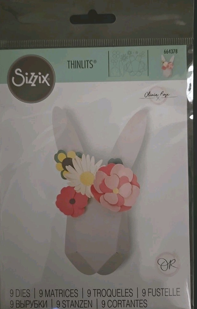 Sizzix Thinlits Origami Rabbit 9 Die Set. New In Package #664378,Bunny