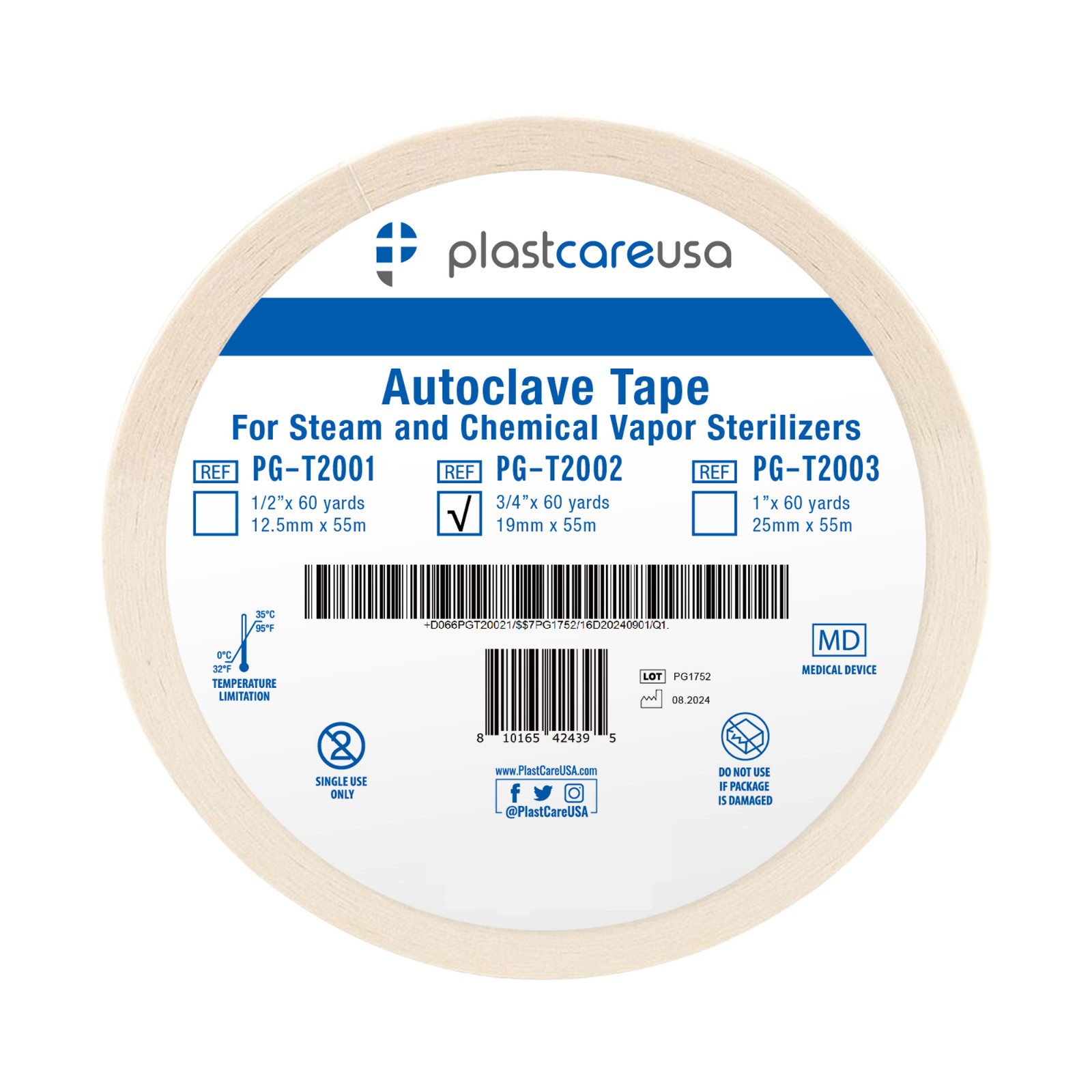 Autoclave Tape 3/4" x 60 Yards, Sterilization Indicator Roll for Steam Chemical