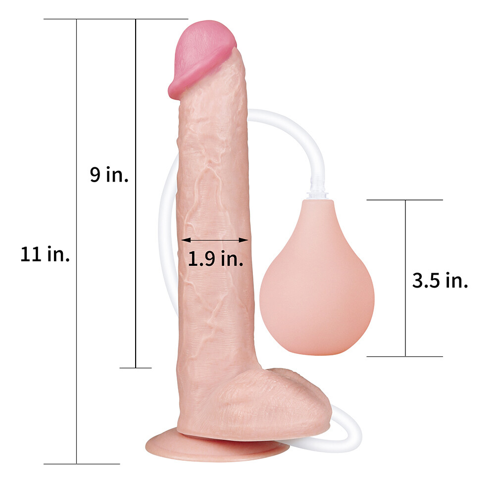 Squirting Ejaculating Lifelike Feeling Realistic 11 Inch Suction-Cup Beige