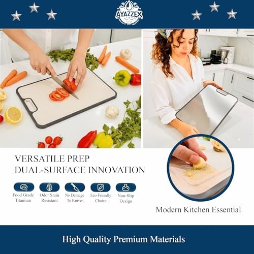 Pure Titanium Cutting Boards for Kitchen – Double-Sided 99.9% Titanium Surface