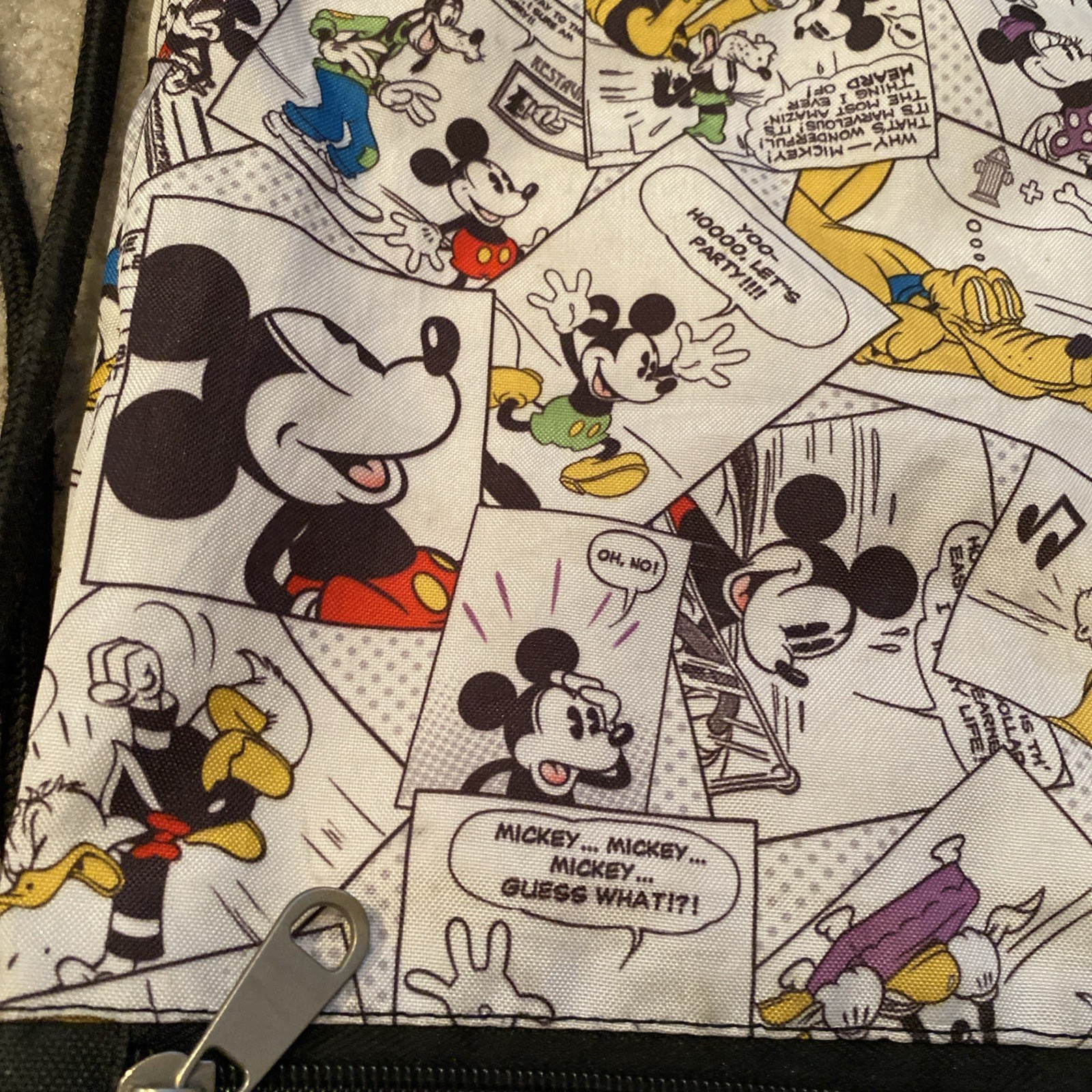 Walt Disney World Parks Drawstring Backpack Comic Strip Mickey Mouse Cinch Bag