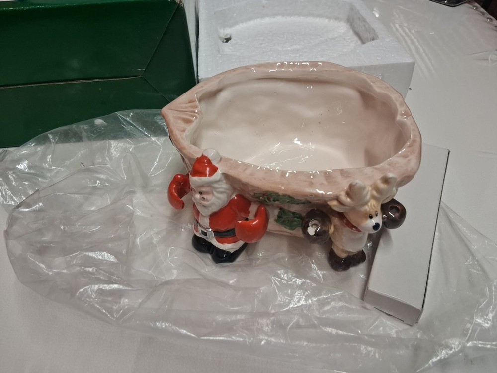 Christopher Around The World Santa Raindeer Candy Bowl / Nut Cracker Tools Pick