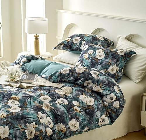 Size Comforter Set - Floral Boho Bedding Comforter Set, King Emerald Green