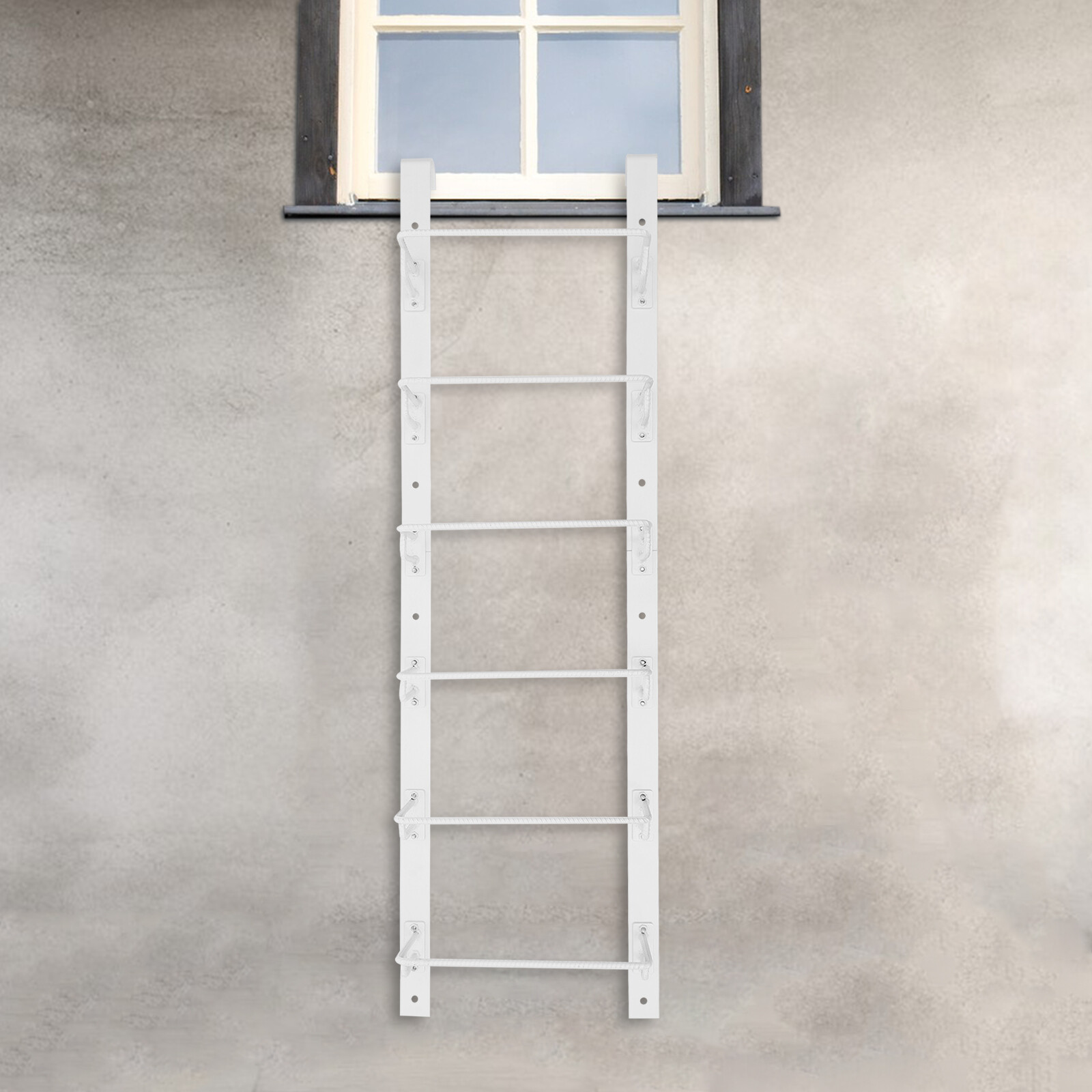 6-Steps Heavy-Duty Steel Window Well Ladder Egress Ladder Window Well Ladder