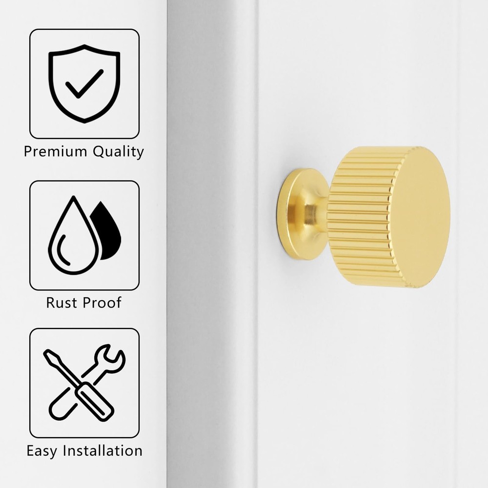 4 Pack Gold Cabinet Knobs Brushed Brass Dresser Drawer Knobs, Kitchen Knobs f...