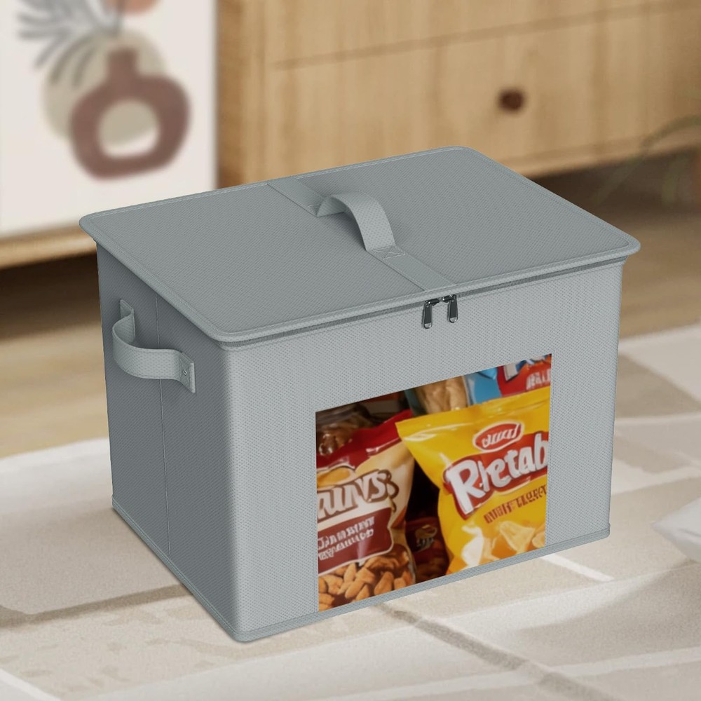 Fabric Storage Bins with Lid 4-Pack Stackable Closet Storage Bins Sweater Org...