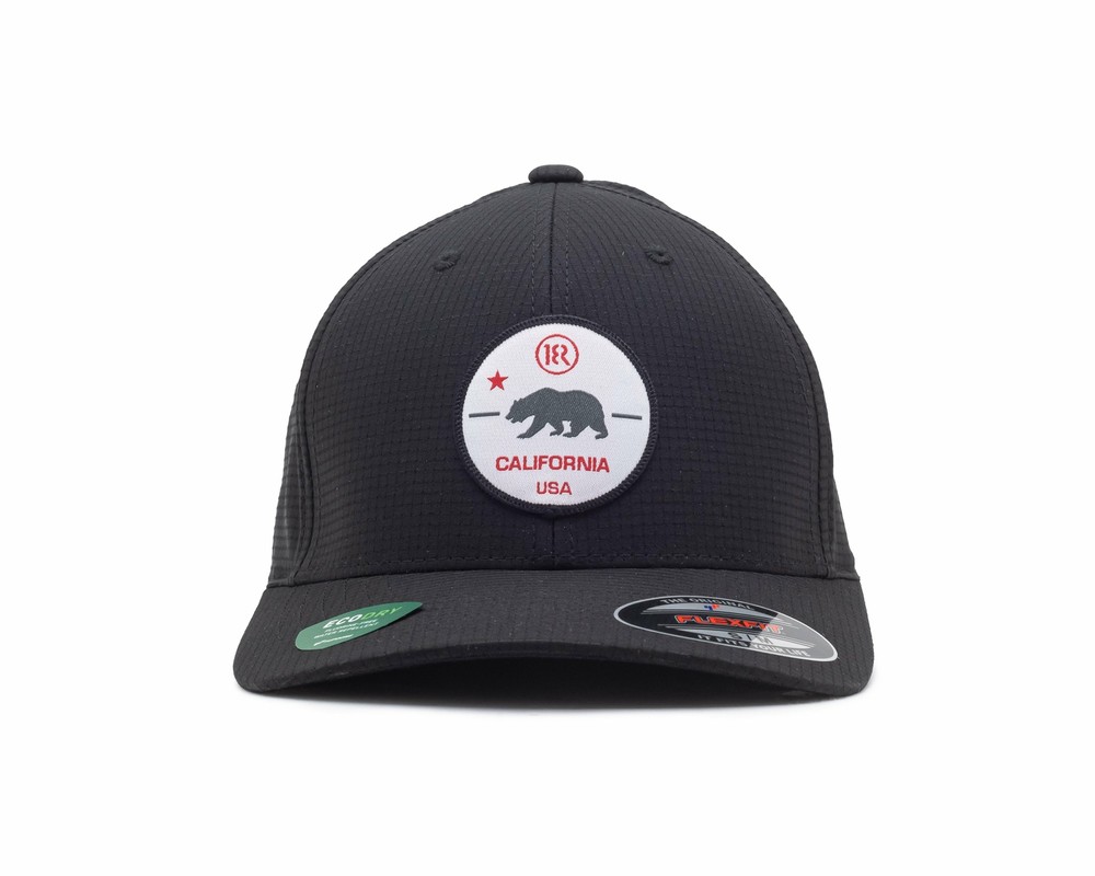 18Red Black CALI FlexFit Hat Fitted Stretch Fit Performance EcoDry