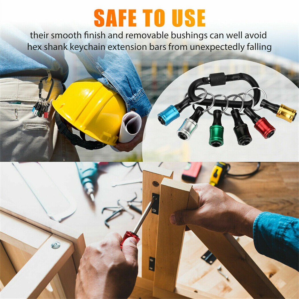 7Pcs 1/4" Hex Shank Quick Release Keychain Screwdriver Drill Bit Holder Bits Set