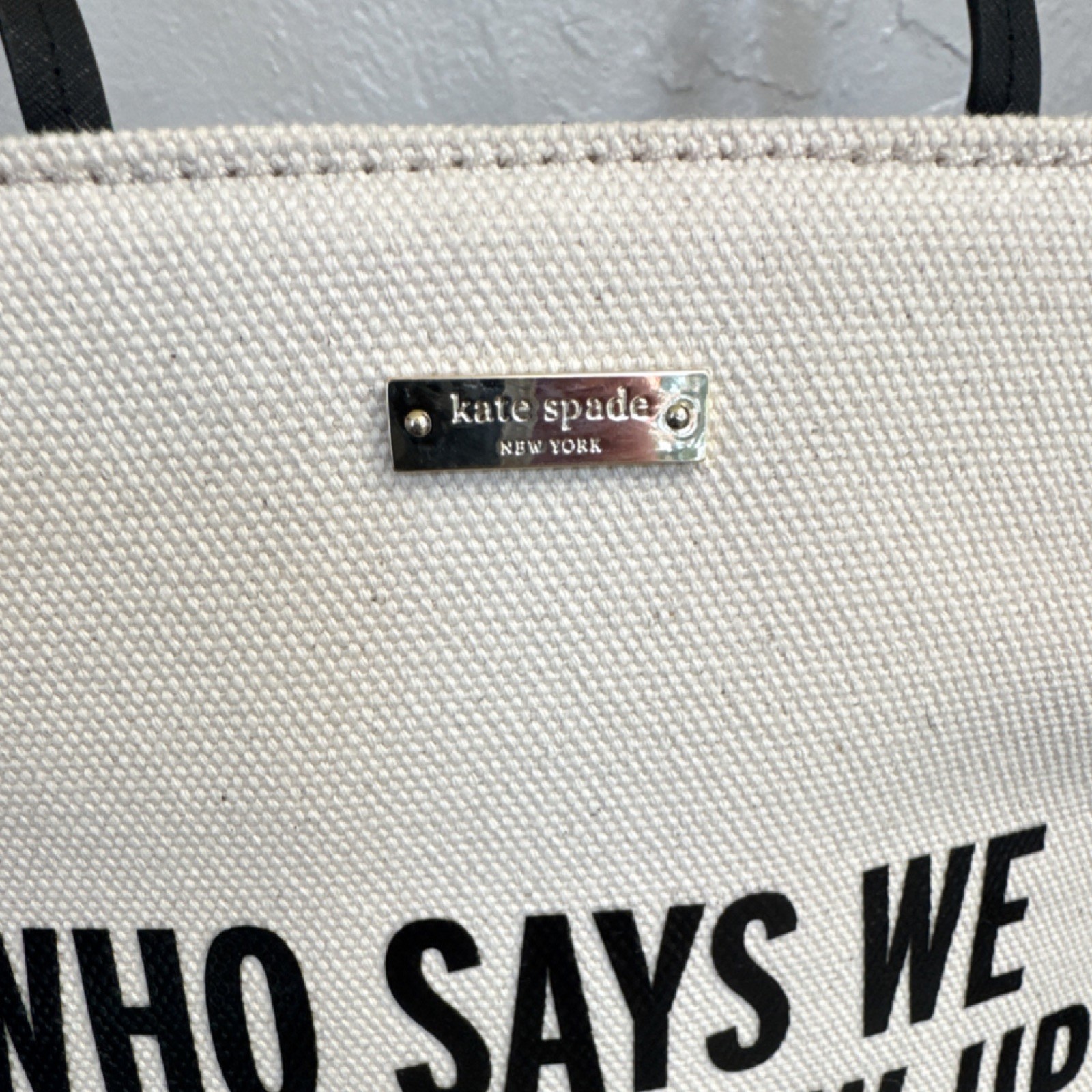 Kate Spade Disney large Tote Purse Beige Gold 'Who Says We Have To Grow Up?'