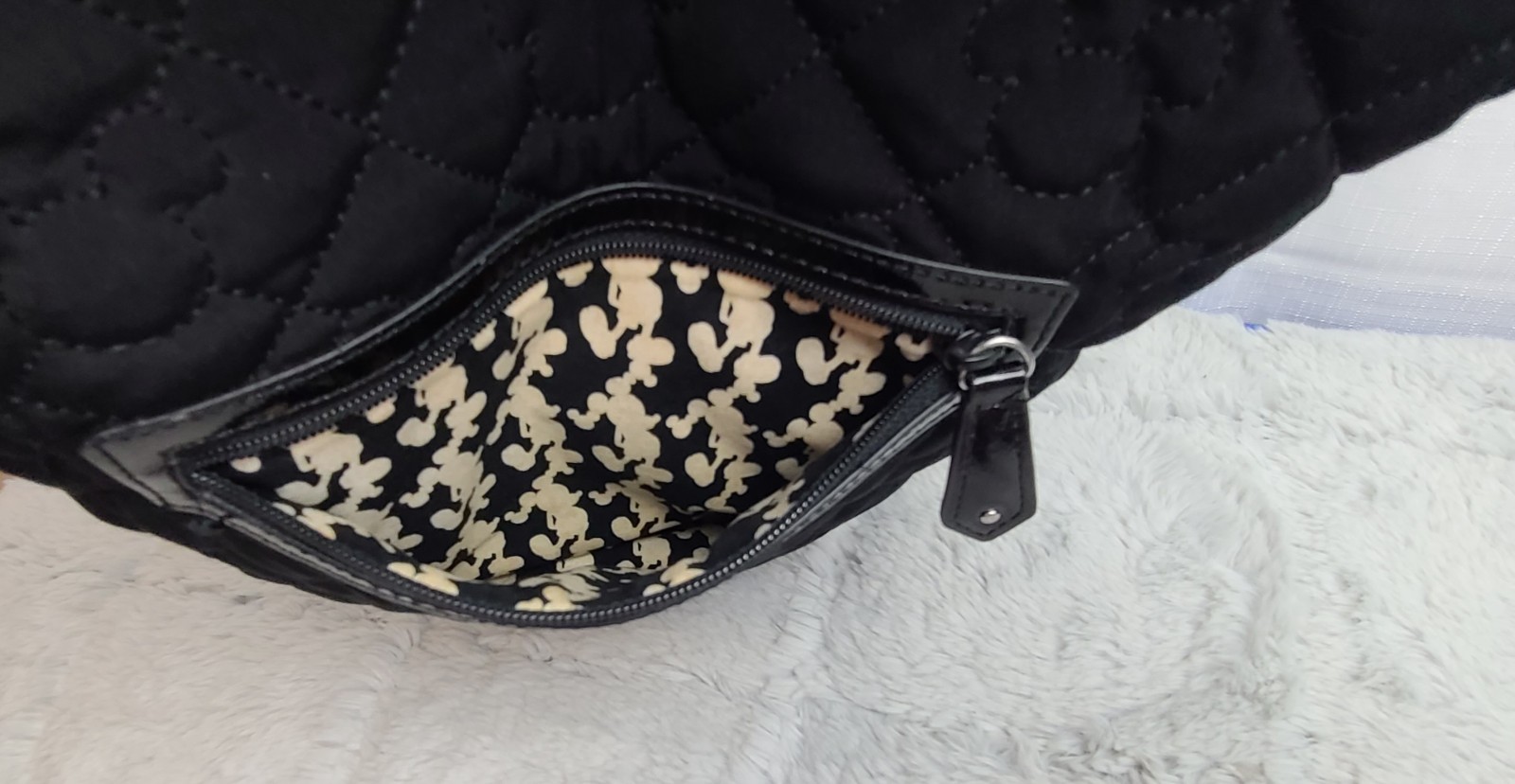 Vera Bradley Disneys Mickey Mouse Black Quilted Bucket Bag/Tote, Retired