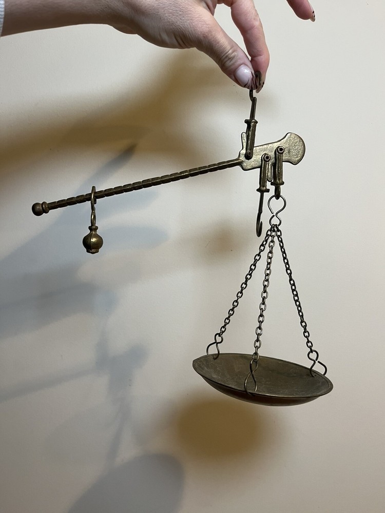 Vintage Solid Brass Hanging Weighing Beam Balance