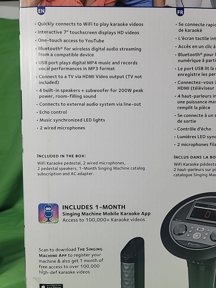 Premium Wi-Fi Karaoke System 7'' Touchscreen Singing Machine - Two Mics Complete