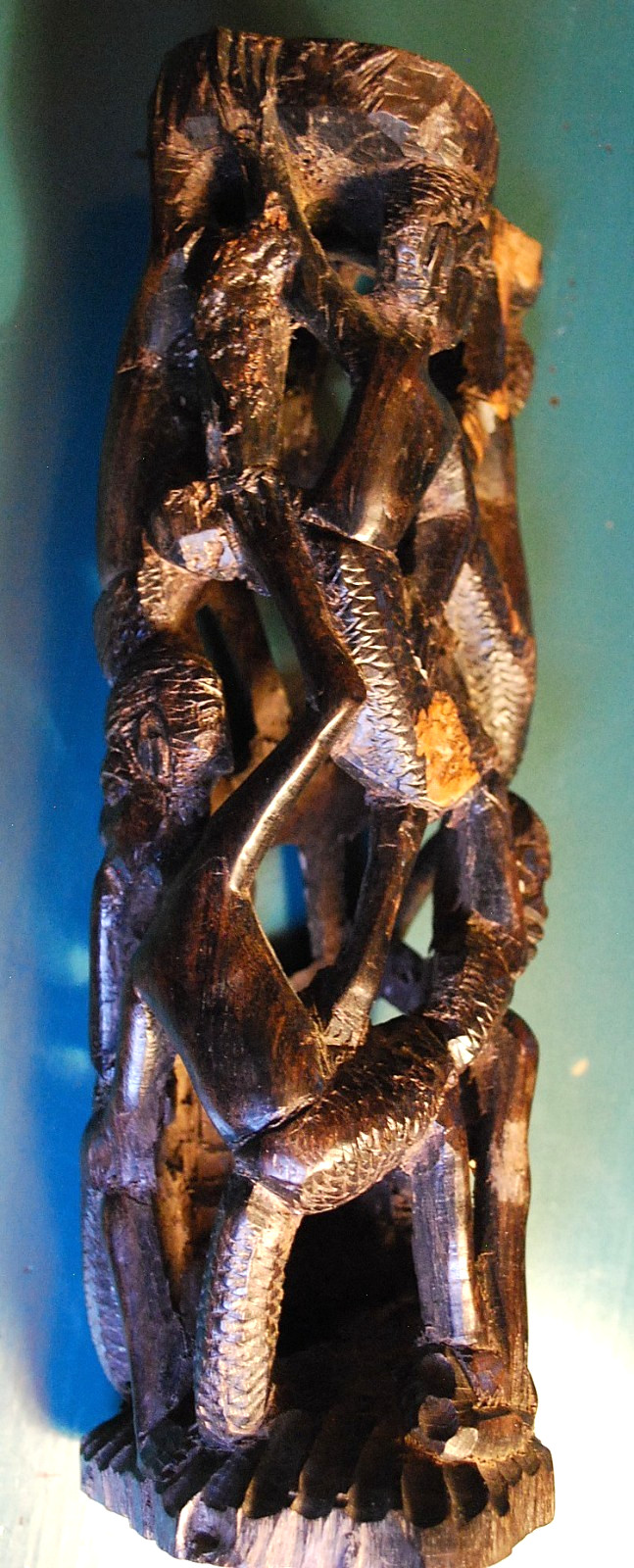 Vtg MAKONDE African TREE OF LIFE Ancestor Family Hand Carved EBONY WOOD Statue