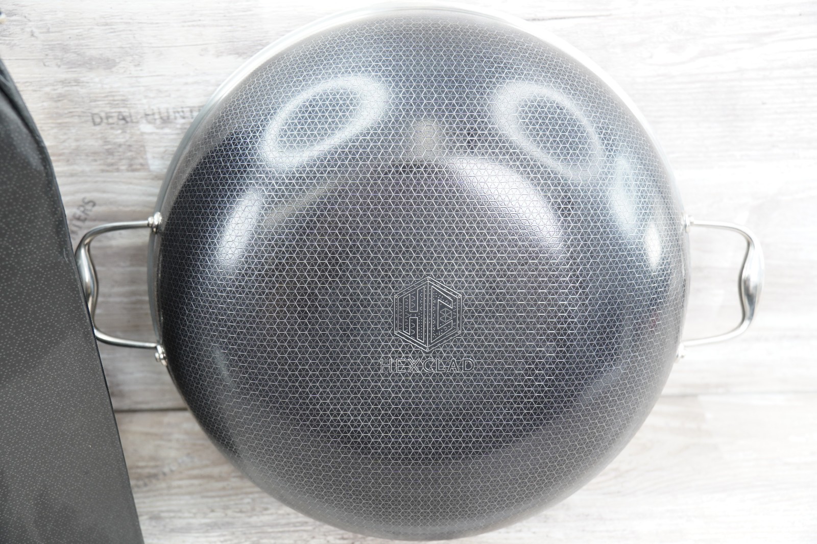 HexClad Hybrid Nonstick 14" Inch Wok W/ Stainless Steel Lid USED #7564