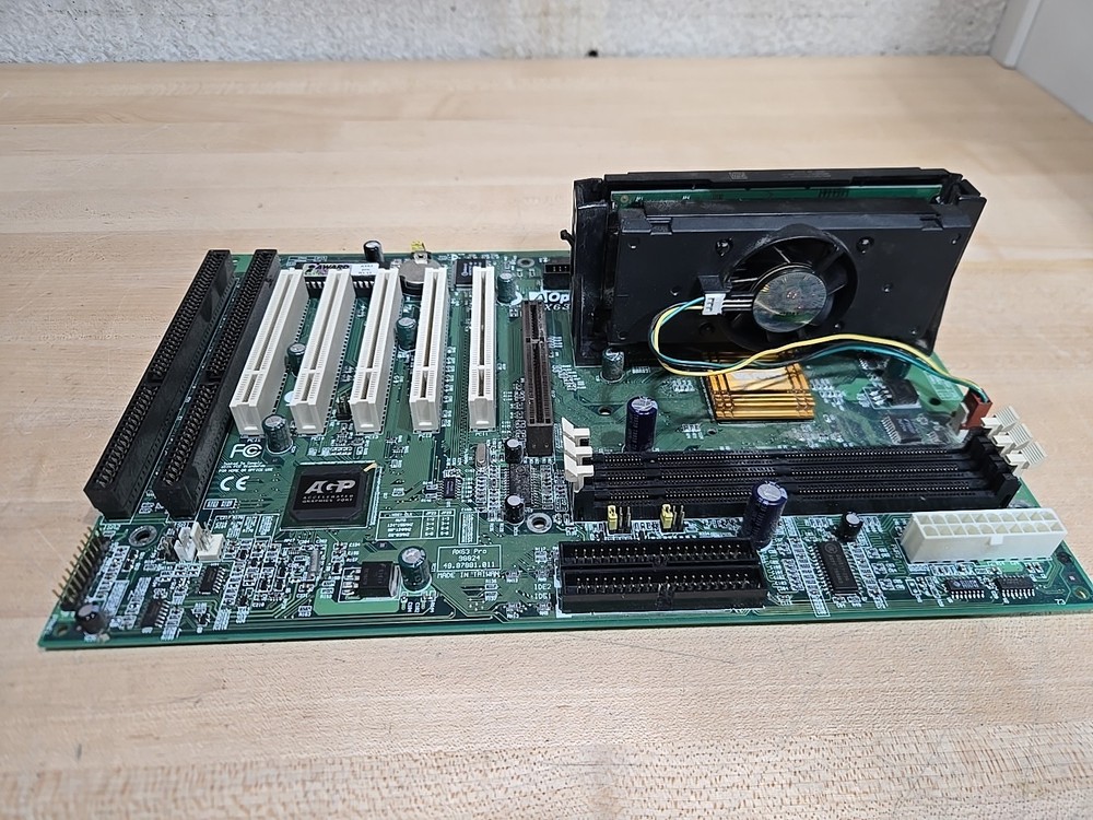 Vintage Aopen AX63-Pro Motherboard w/ Pentium lll Processor UNTESTED