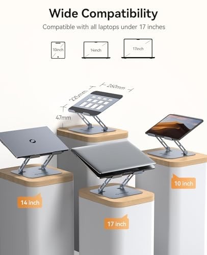 Height Adjustable Laptop Stand - Ergonomic Aluminum Riser for 17" Laptops, Folda