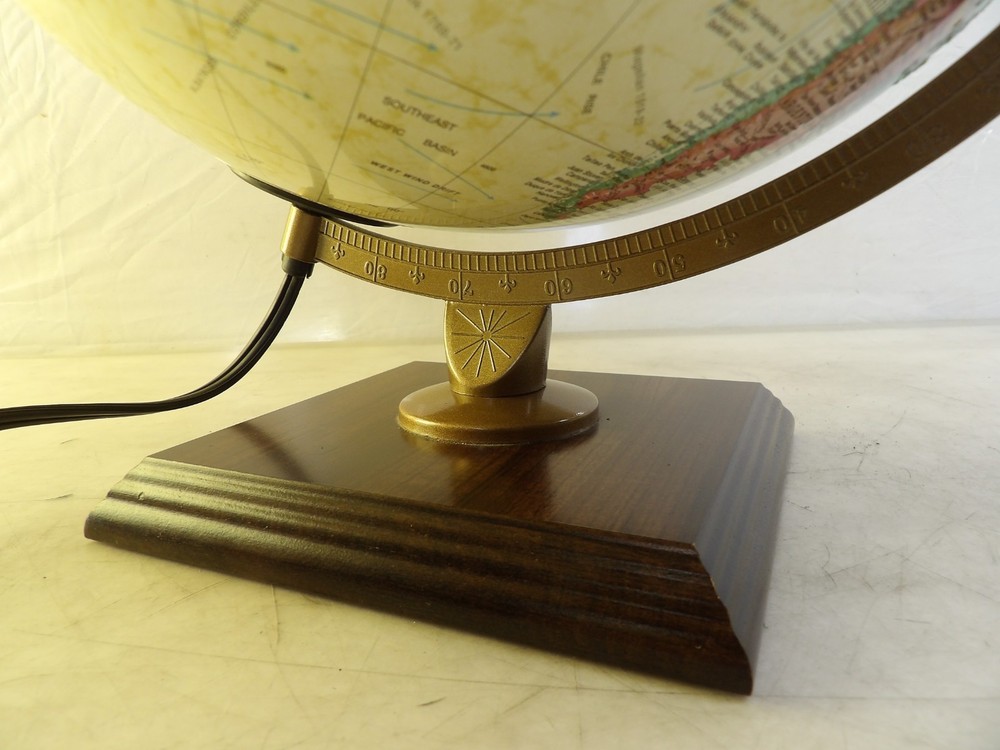 Vintage Replogle 12" Relief Lighted World Globe