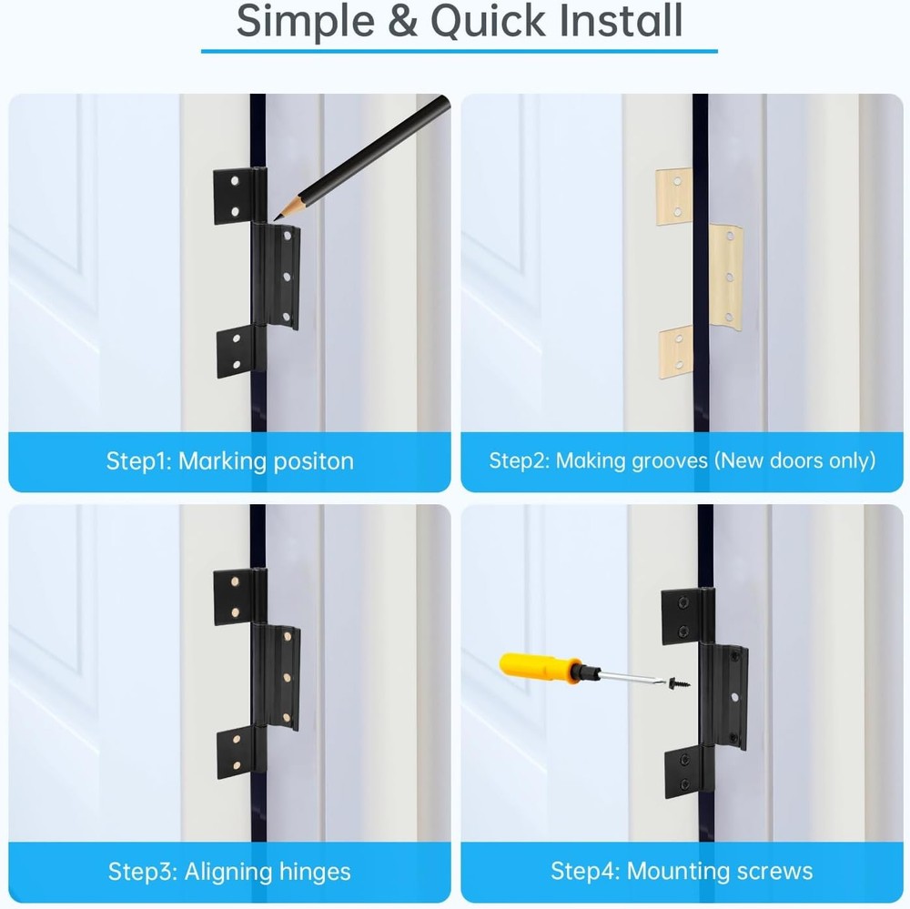3 Pcs Storm Door Hinges Replacement fits for Larson Screen Hinges, Black