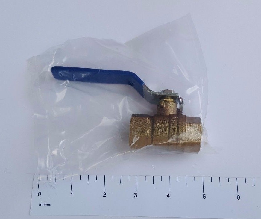 1) 1/2" Female Ball Valve, Lead Free Brass, Full Port 600 PSI, WOG-Water,Oil,Gas