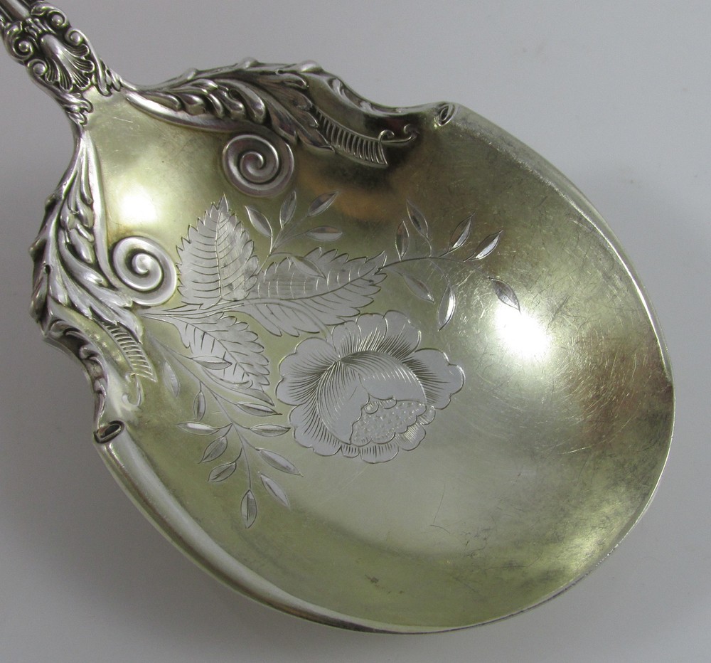 Antique 1906 Rogers Silverplate Cedric Large Serving Spoon Engraved Floral Bowl