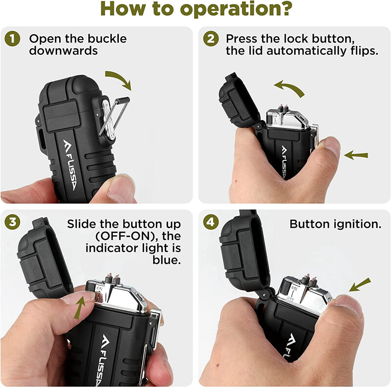 Flissa 2PC Windproof&Waterproof Lighter Set w/ Outdoors Multi-Function Spoon NEW