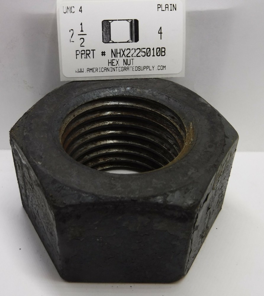 2-1/2 -4 Hex Nuts Grade 2 Steel Plain (2)