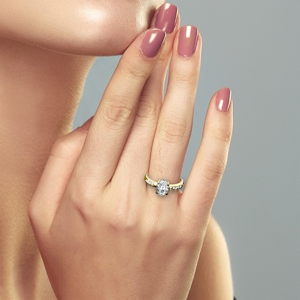 Silver Ring Blank – 6×8 mm Prong Setting | Gold Plated Semi Mount with 8 CZ Side