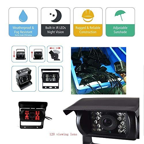 DC 12V 24V Vehicle Backup Camera System 2 x Rear View Camera Support Night
