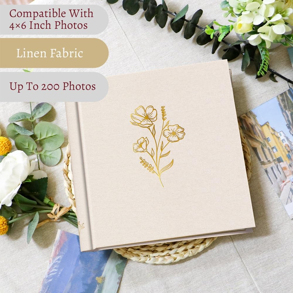 Holoary Photo Album 4x6 200 Photos, Linen Fabric Cover Picture Album