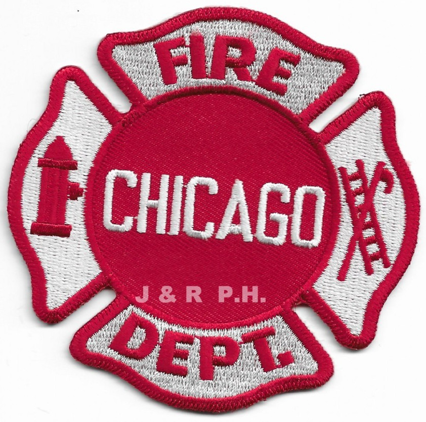 Chicago  Fire Dept.  - Red, Illinois  (3.5" x 3.5" size) fire patch
