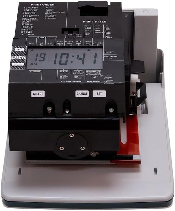 Digital Time Clock Plastic Compact System for Employee Tracking & Stamping