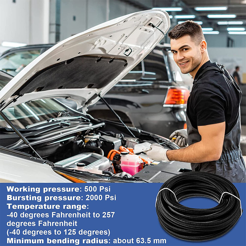 6AN 8AN 10AN 10-20FT CPE Braided Nylon Fuel Line Kit Hose end Fittings + Wrench