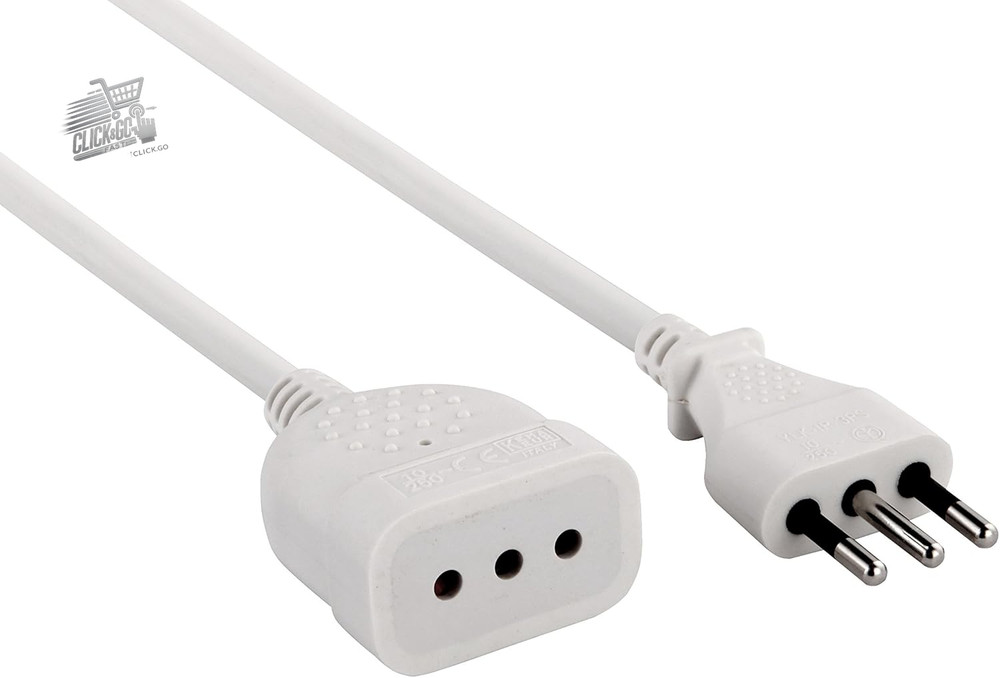 46113 Extension 3 Mt Plug And Small Socket 10A, White - Cable Section 3G0.75 Mm²