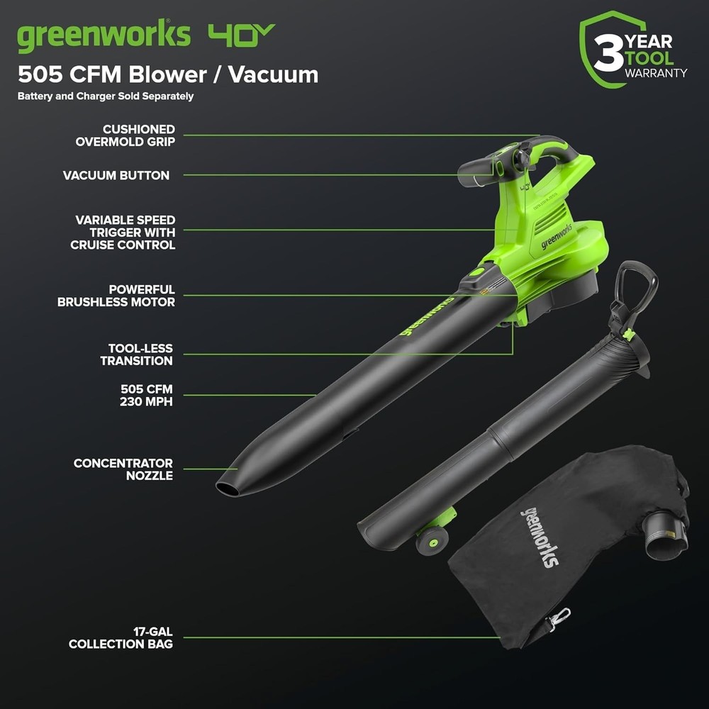 Versatile 40V Brushless Leaf Blower - 230 MPH, Turbo Boost & 3-