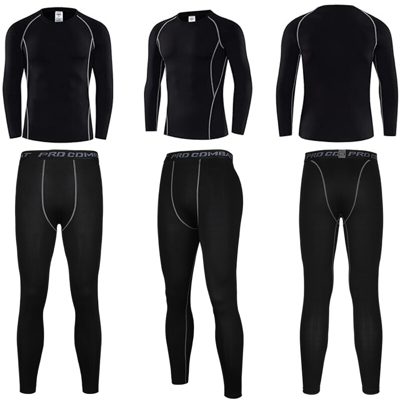 Mens Compression Base Layer Under Full Suit Shirt Tights Pant Set Winter Thermal