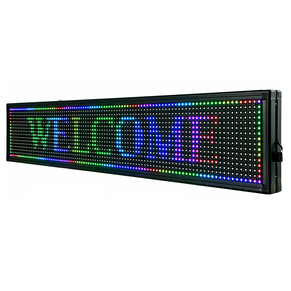 LED Sign 40"X8" Scrolling Message Display Board RGB 7-Color Programmable Board