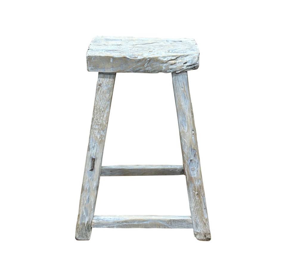 Rustic Raw Rough Wood Grain Rectangle Slim Stool Bench Side Table ws4639